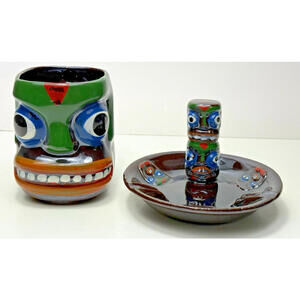 Vtg CANADA BC Islander Ceramic Mask Face Coffee Mug Barware Retro Kitsch Ashtray